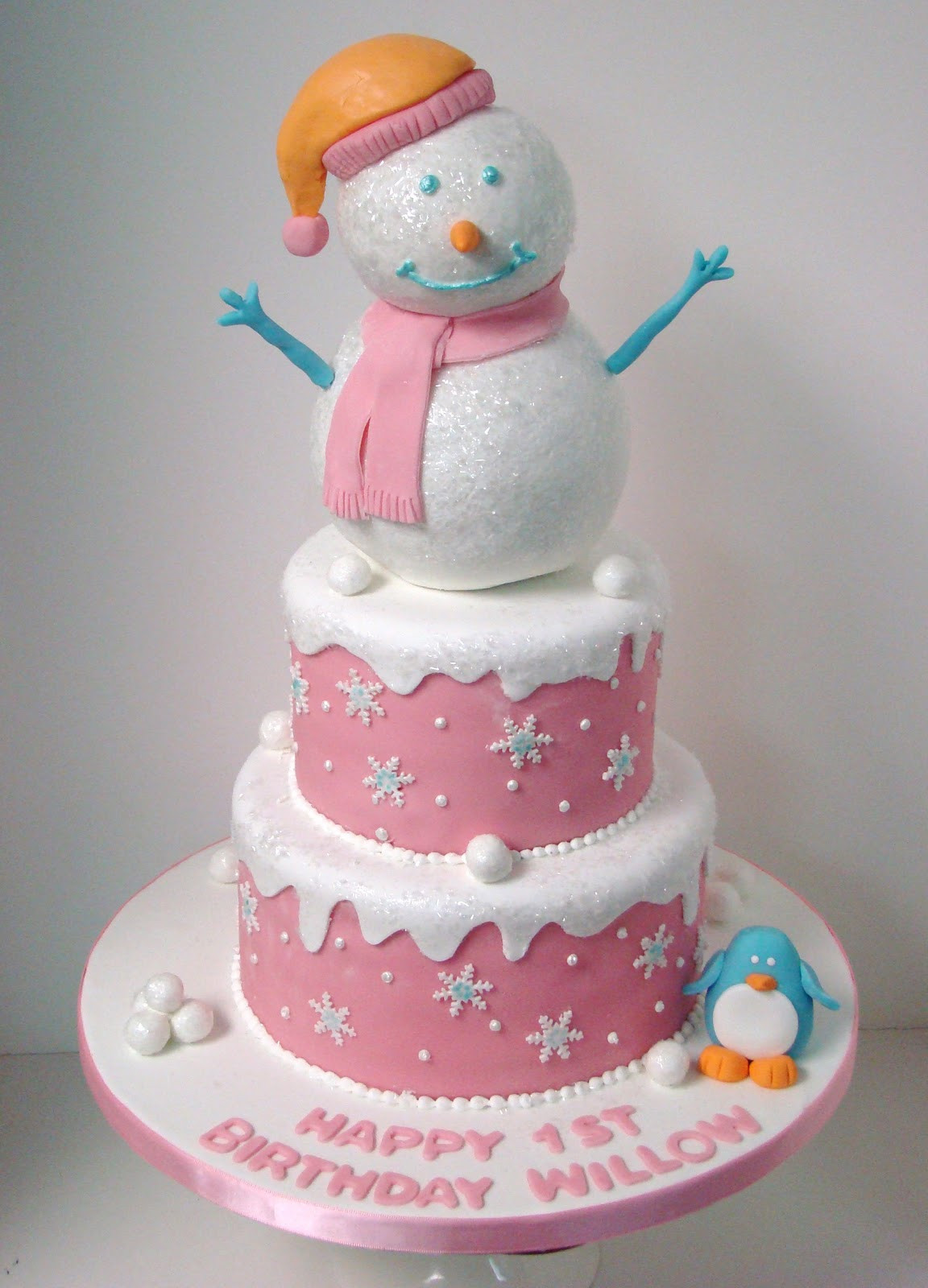 Winter Birthday Cake
 Sweet Cakes by Rebecca Winter e derland First Birthday