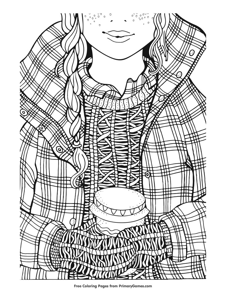 Winter Coloring Pages For Girls
 Winter Coloring Pages eBook Winter Girl and Coffee