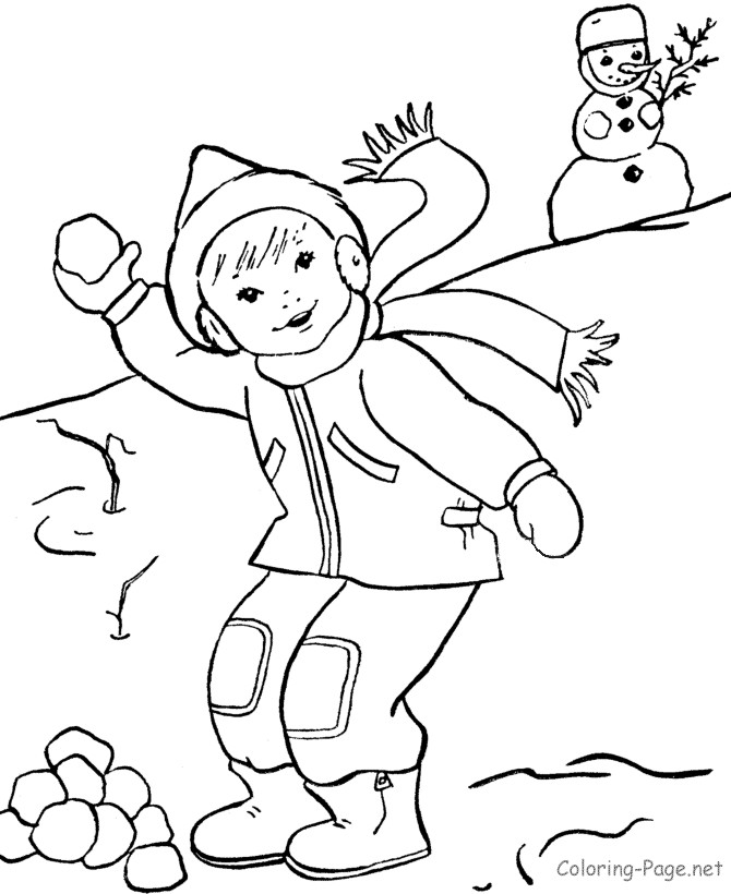 Winter Coloring Pages For Toddlers
 Winter coloring page Snowball fight