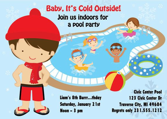 Winter Indoor Pool Party Ideas
 Indoor Pool Party Invitation Winter Pool Party Birthday