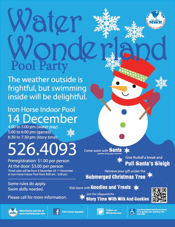 Winter Indoor Pool Party Ideas
 Fort Carson Aquatics Water Wonderland Christmas Pool Party