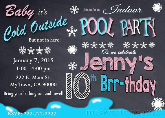Winter Indoor Pool Party Ideas
 Printable WINTER POOL PARTY Invitation Winter Birthday
