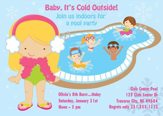 Winter Indoor Pool Party Ideas
 Winter Pool Party Invitation Indoor Pool Party Birthday