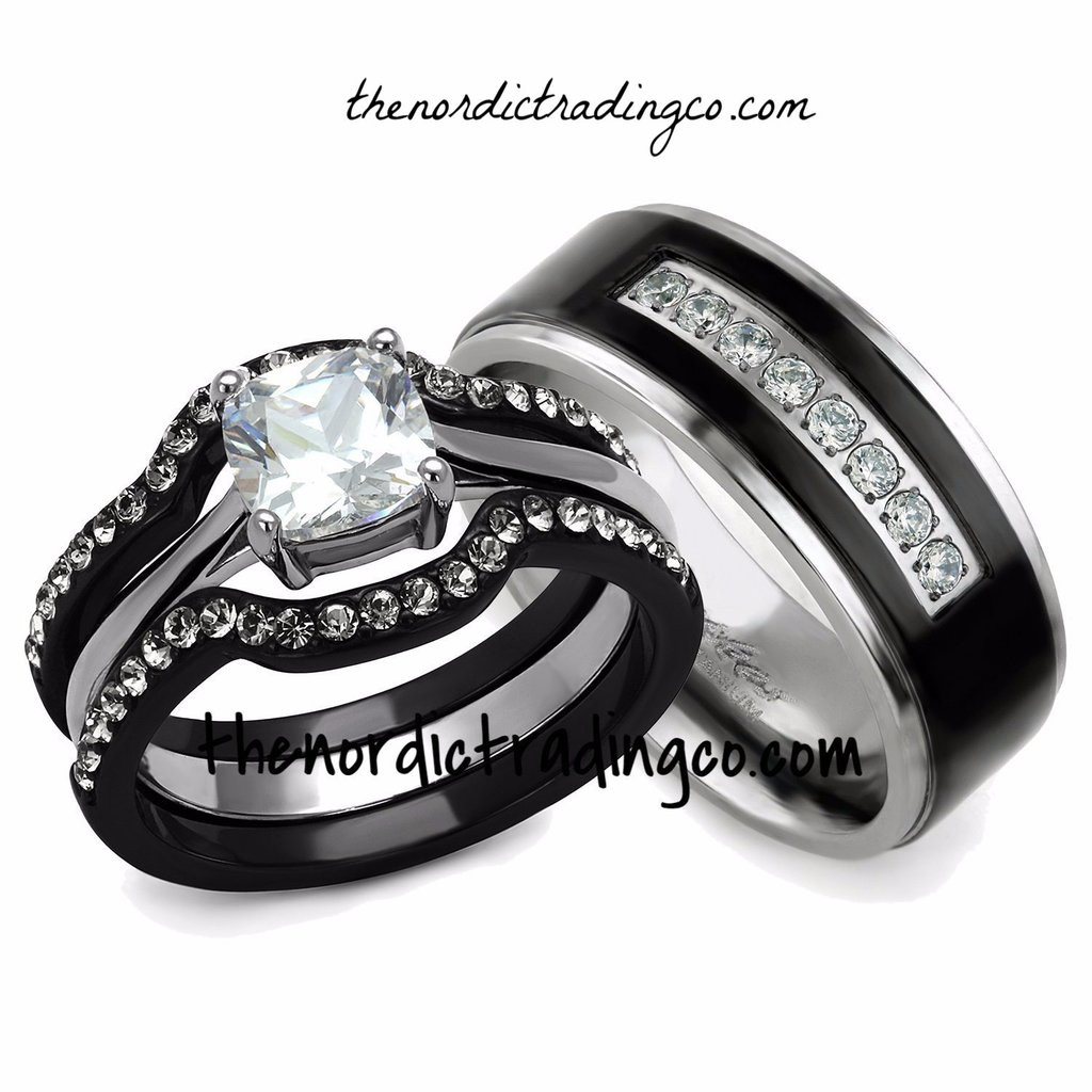 Womens Black Wedding Ring Sets
 Engagement Wedding Ring Sets Bridal Rings Set Elegant