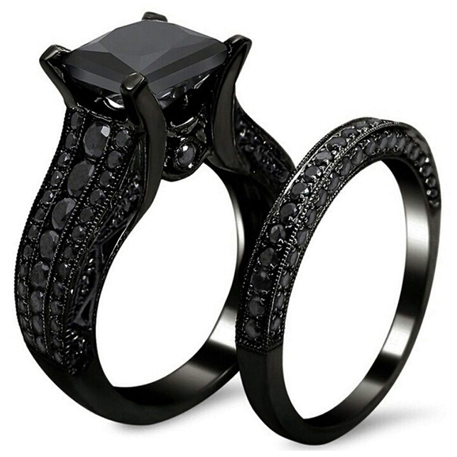 Womens Black Wedding Ring Sets
 women s gothic retro black gold wedding engagement band