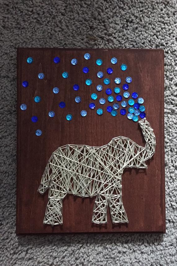 Wood And Nail Art
 Items similar to Elephant String Art on Etsy
