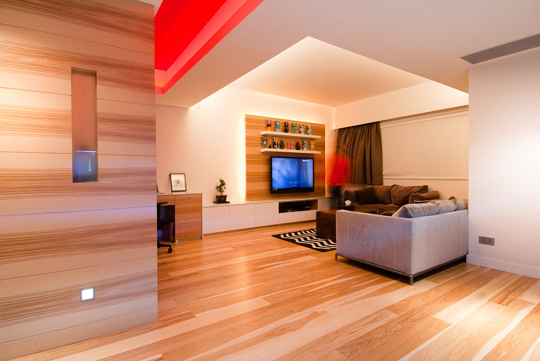 Wood Wall Living Room
 Wooden Apartment in Hong Kong