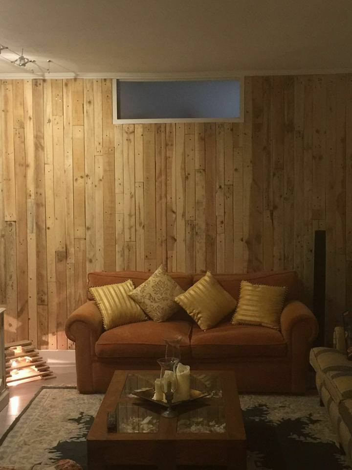 Wood Wall Living Room
 Pallet Wood Wall Paneling Stairway and Living Room 101
