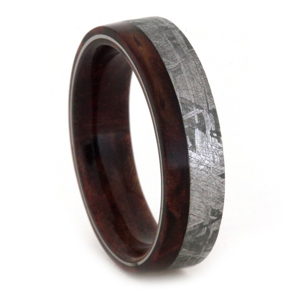 Wood Wedding Rings For Men
 Meteorite Wedding Band Mens or Womens Wood Ring With