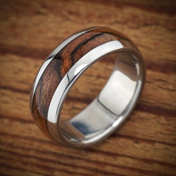 Wood Wedding Rings For Men
 Titanium Wood Wedding Band Bocote Men s Ring