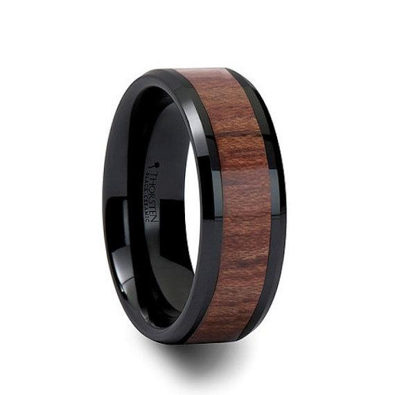 Wood Wedding Rings For Men
 Mens Ring Unique Mens Rings Black Mens Ring wood by HISjewelry