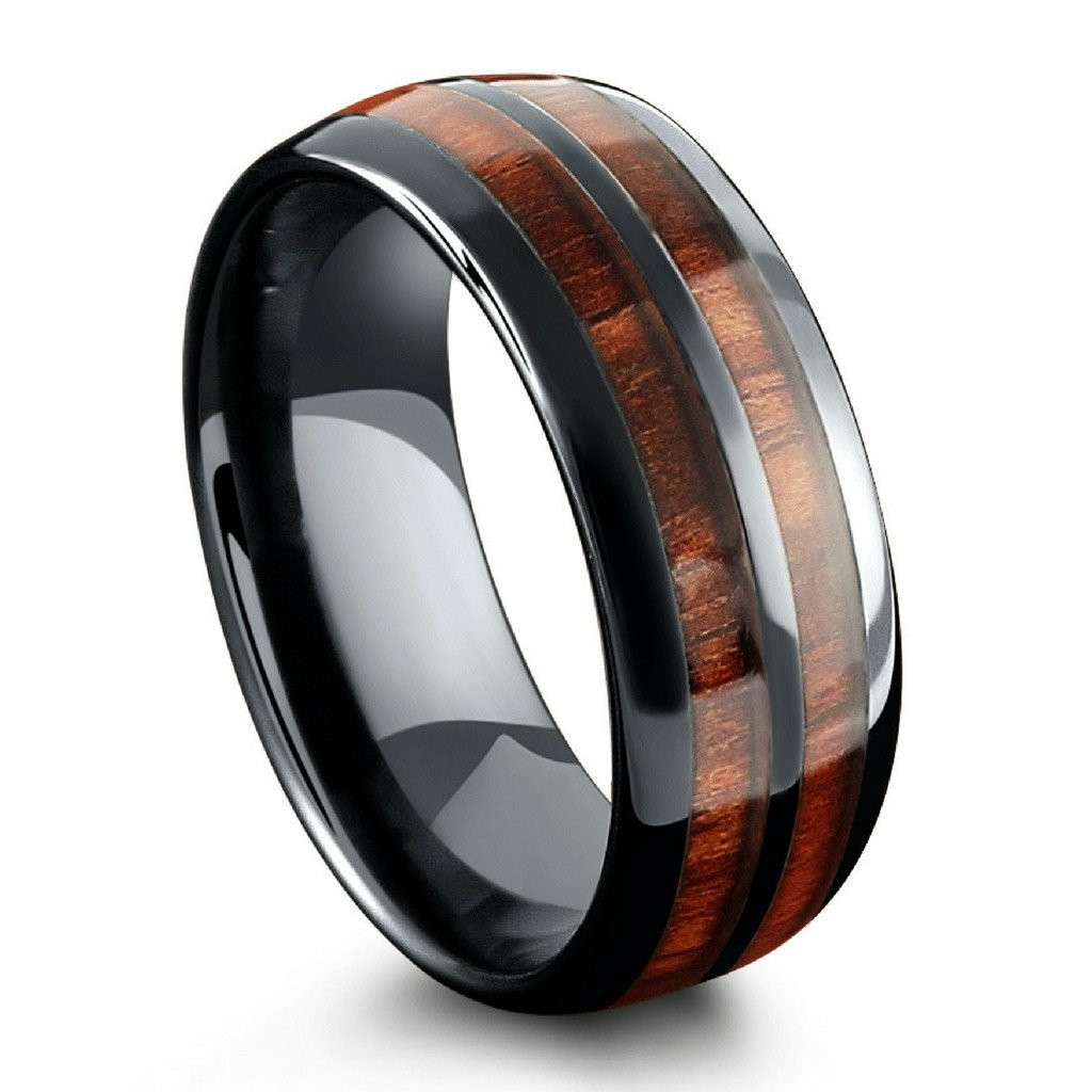 Wood Wedding Rings For Men
 Barrel Ceramic Koa Wood Ring – Northern Royal LLC