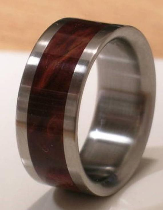 Wood Wedding Rings For Men
 Tungsten Wooden Wedding Band DESERT IRON WOOD Mens by