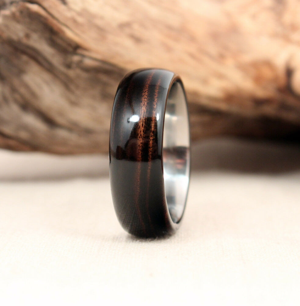 Wood Wedding Rings For Men
 8mm Men s Titanium With Pure Genuine Dark Hawaiian Koa