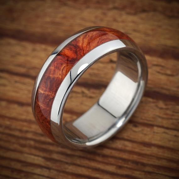 Wood Wedding Rings For Men
 Titanium Wood Wedding Band Amboyna Men s Ring