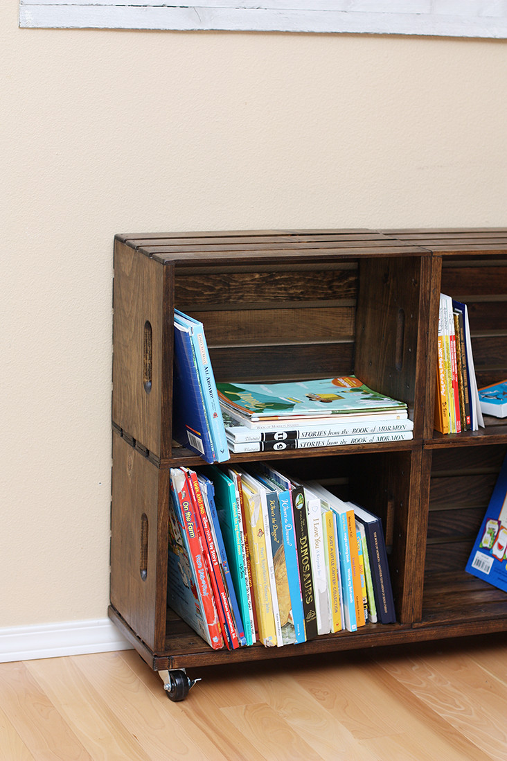 Wooden Bookshelf DIY
 DIY Wood Crate Bookshelf Sew Much Ado