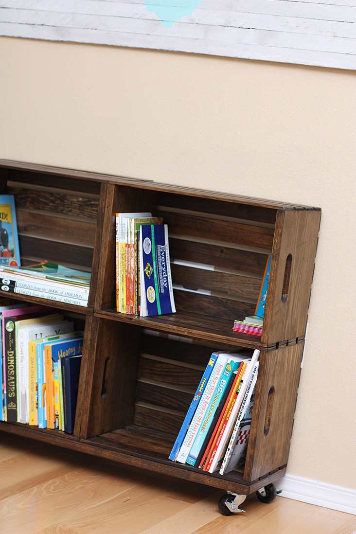 Wooden Bookshelf DIY
 DIY Wood Crate Bookshelf Sew Much Ado