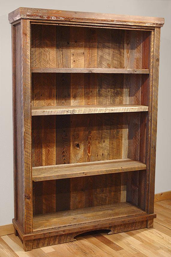 Wooden Bookshelf DIY
 Reclaimed barn wood Rustic Heritage Bookcase