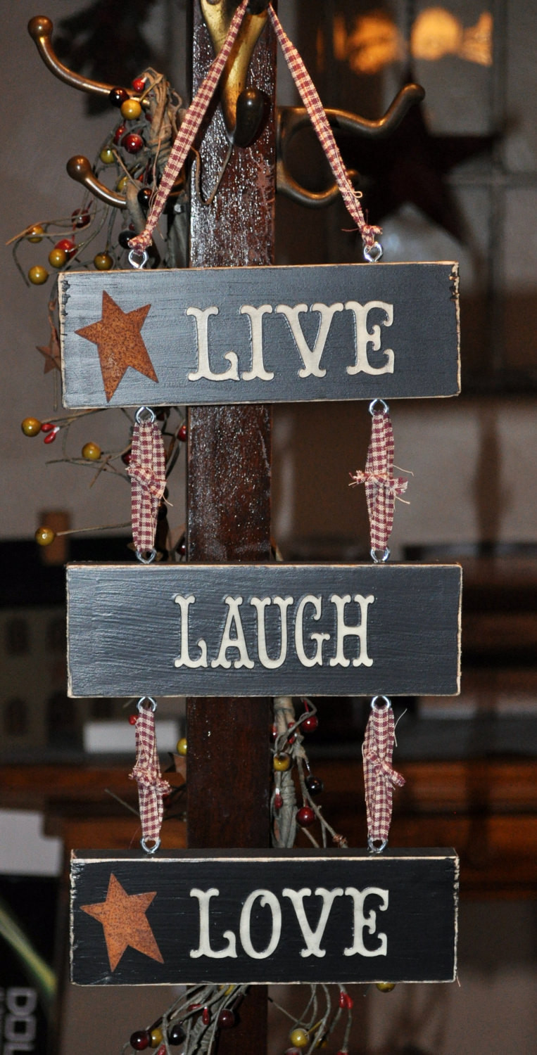 Wooden Sign Craft Ideas
 Live Laugh Love Wooden Sign by marycottrellwilson on Etsy