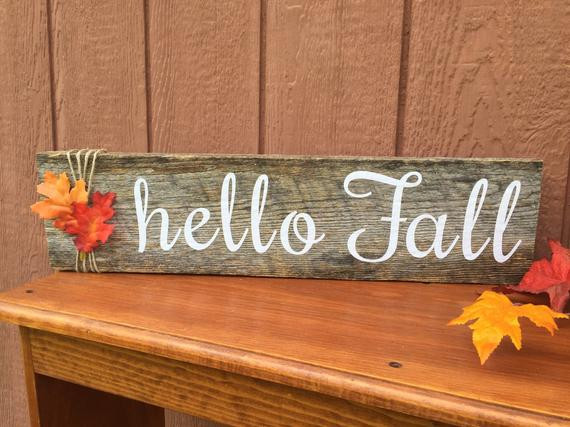 Wooden Sign Craft Ideas
 Items similar to Customizable "Hello Fall" Wood Sign on Etsy