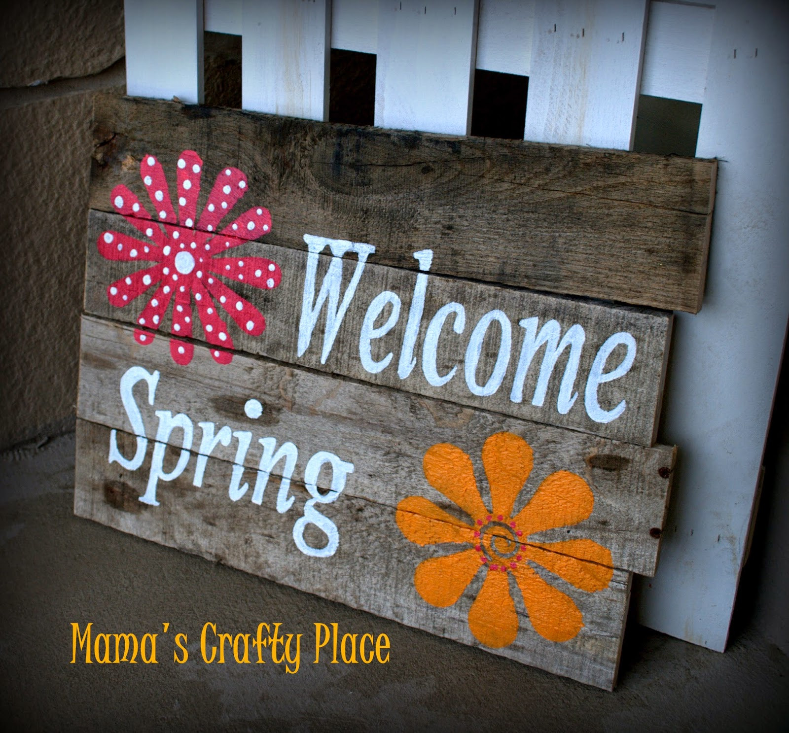 Wooden Sign Craft Ideas
 Mama s Crafts Old Board Wel e Spring Sign