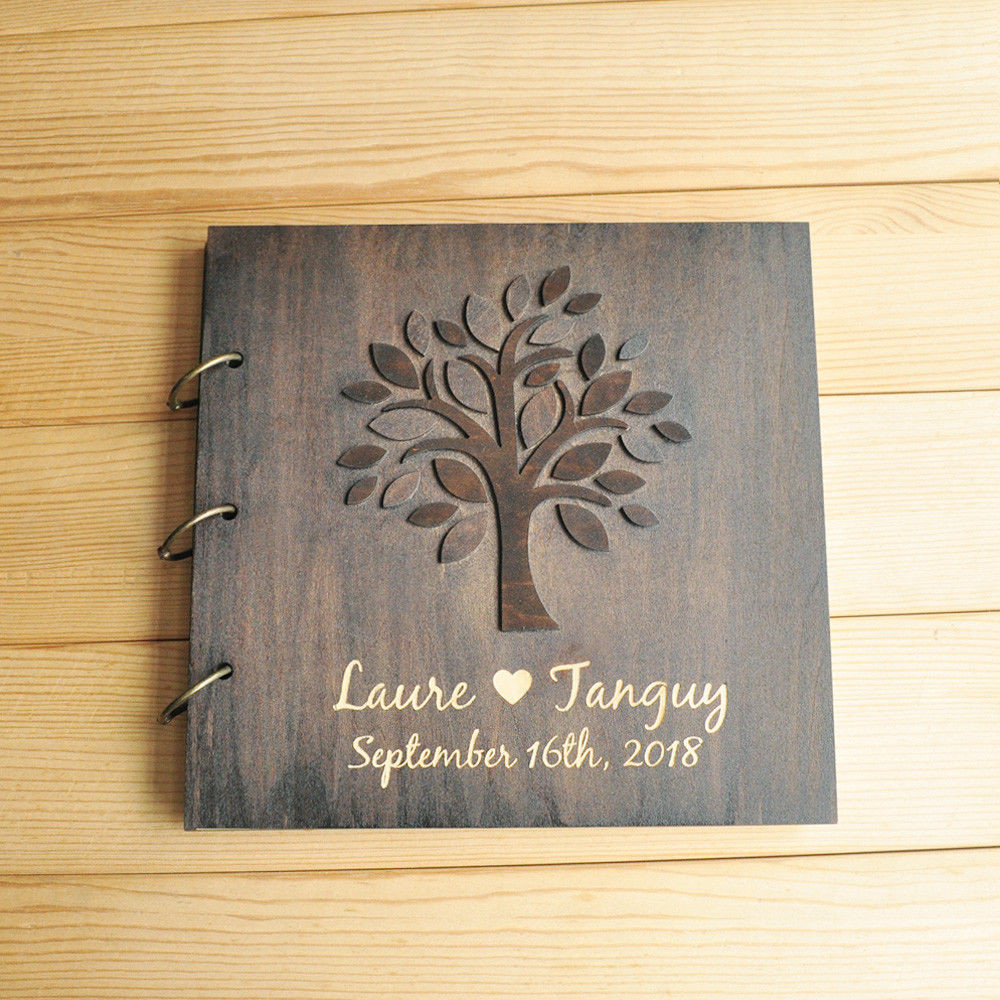 Wooden Tree Wedding Guest Book
 Personalized Wedding Guest Book Custom Guestbook Wooden