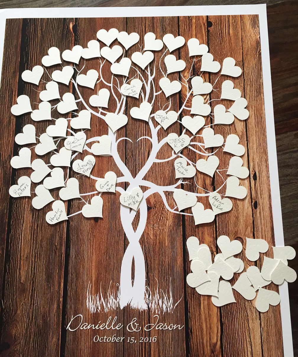 Wooden Tree Wedding Guest Book
 Wedding Tree guestbook Alternative with Adhesive Hearts
