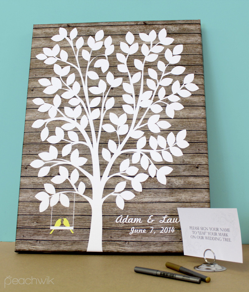 Wooden Tree Wedding Guest Book
 Peachwik s cake toppers and guest book alternatives are so