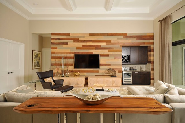 Wooden Wall Designs Living Room
 FriendlyWall Wood Paneling Contemporary Living Room