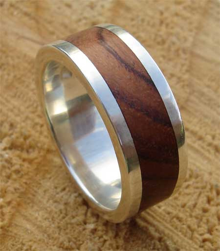 Wooden Wedding Ring
 Men s Wood Inlay Silver Wedding Ring LOVE2HAVE in the UK