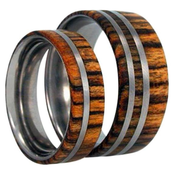 Wooden Wedding Ring Sets
 Wood Ring Set Titanium Wedding Band Set With by jewelrybyjohan