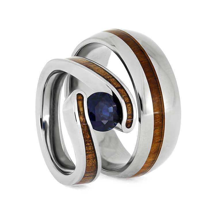 Wooden Wedding Ring Sets
 Hawaiian Wood Ring Set Titanium Wedding Rings With Koa