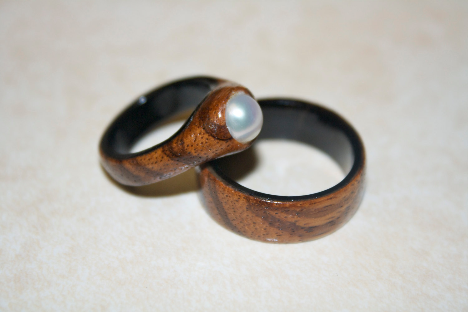 Wooden Wedding Ring Sets
 Ebony Wedding Ring Set Wooden Wedding Bands Handmade