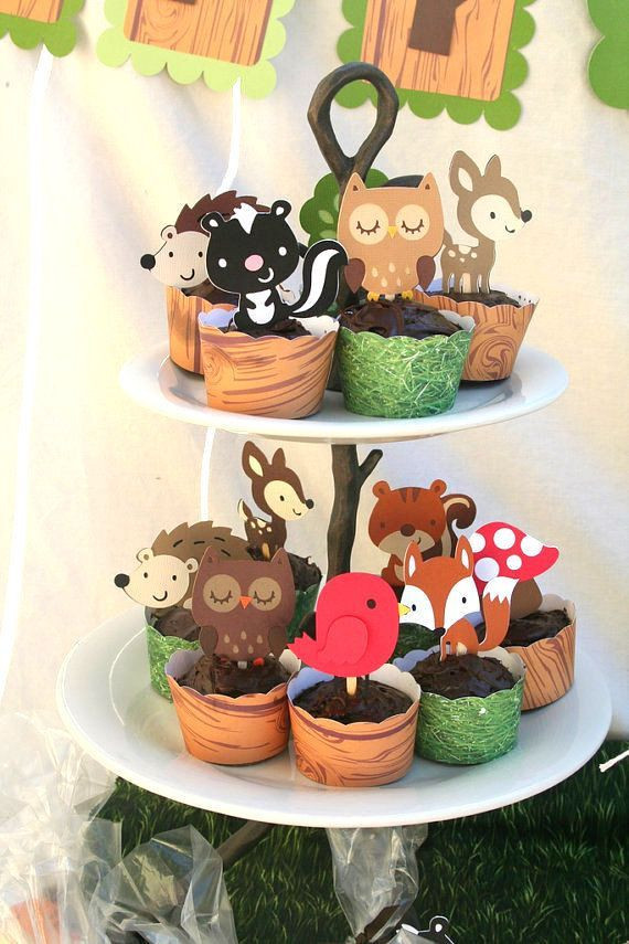 Woodland Themed Baby Shower Cupcakes
 DIY Woodland Creatures Cupcake Toppers You Pick 12 $4 50