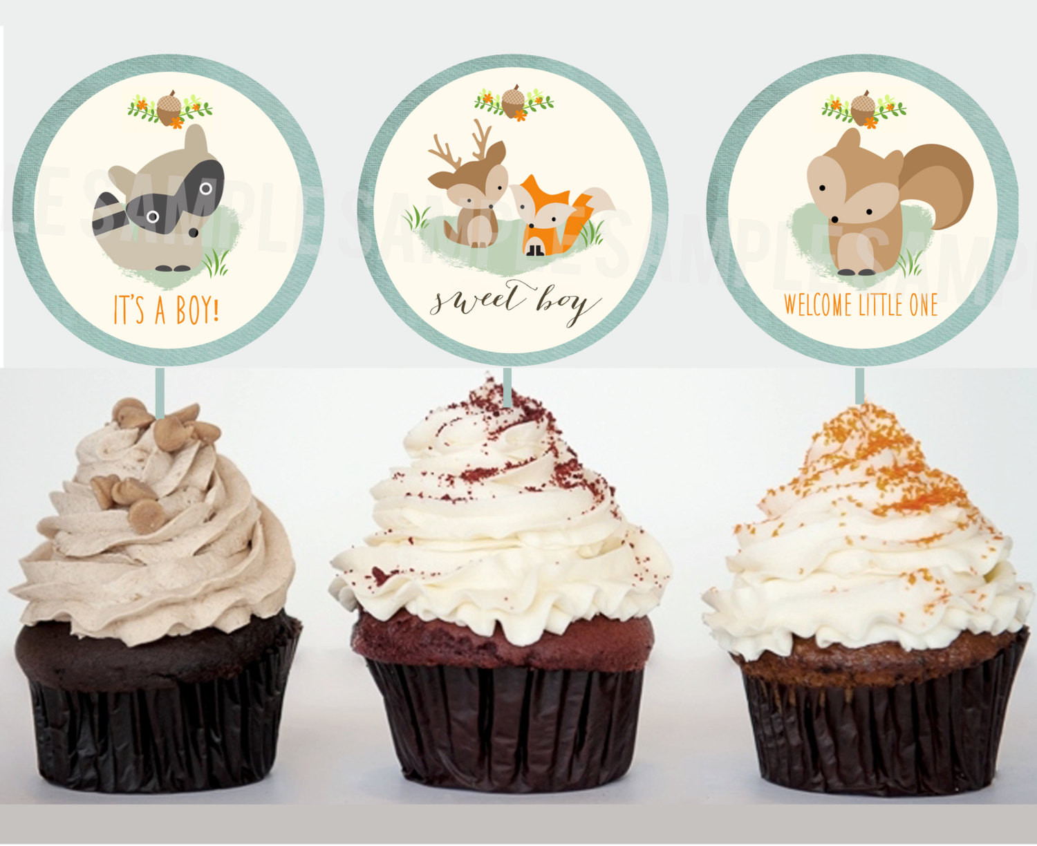 Woodland Themed Baby Shower Cupcakes
 WOODLAND Baby Shower Decorations Cupcake Toppers Printable