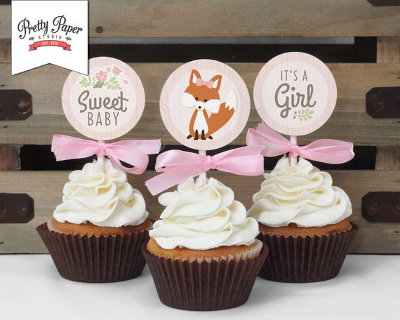 Woodland Themed Baby Shower Cupcakes
 Cupcake Toppers Woodland Baby Shower INSTANT DOWNLOAD
