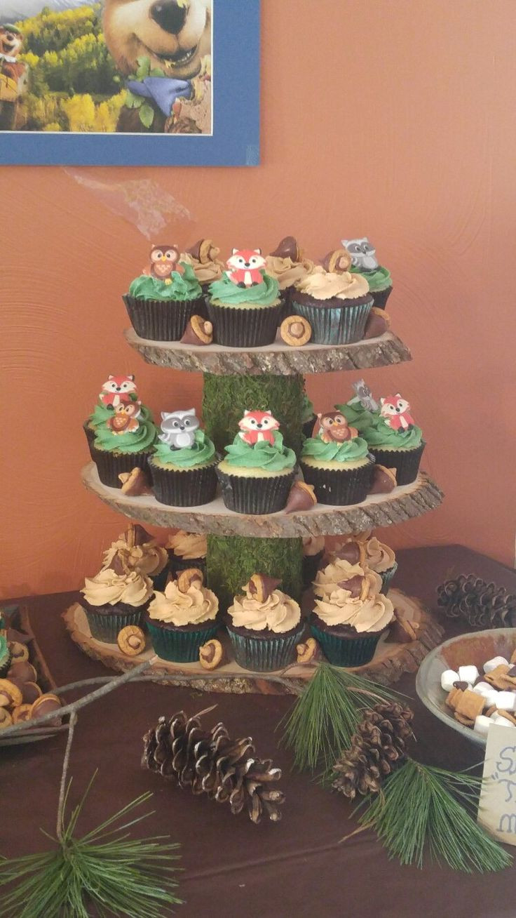Woodland Themed Baby Shower Cupcakes
 Woodland cupcake stand