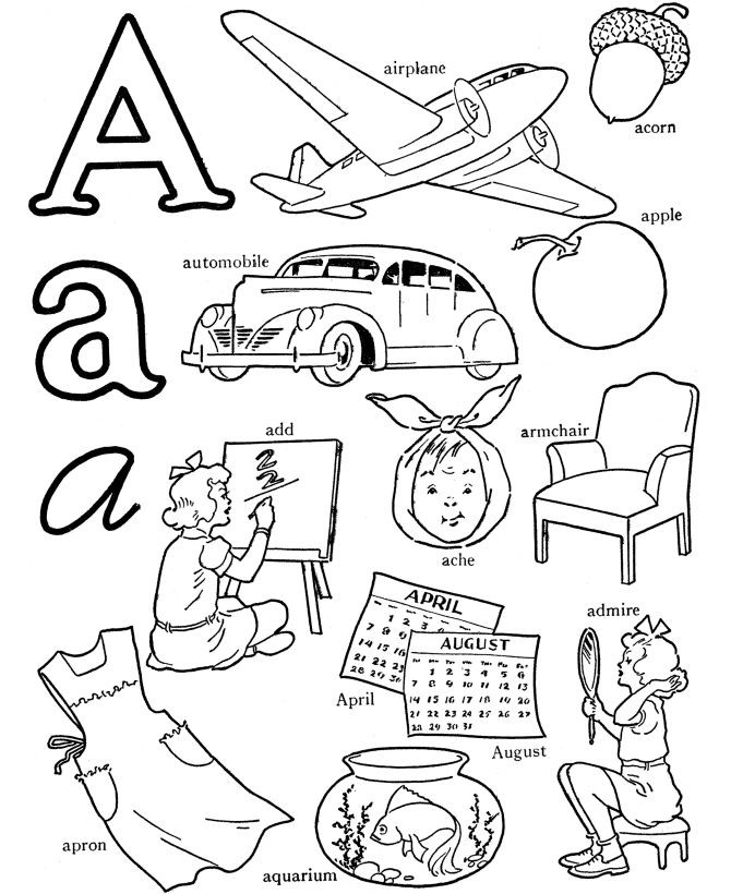 Word Coloring Pages For Kids
 ABC Alphabet Words Coloring Activity Sheet