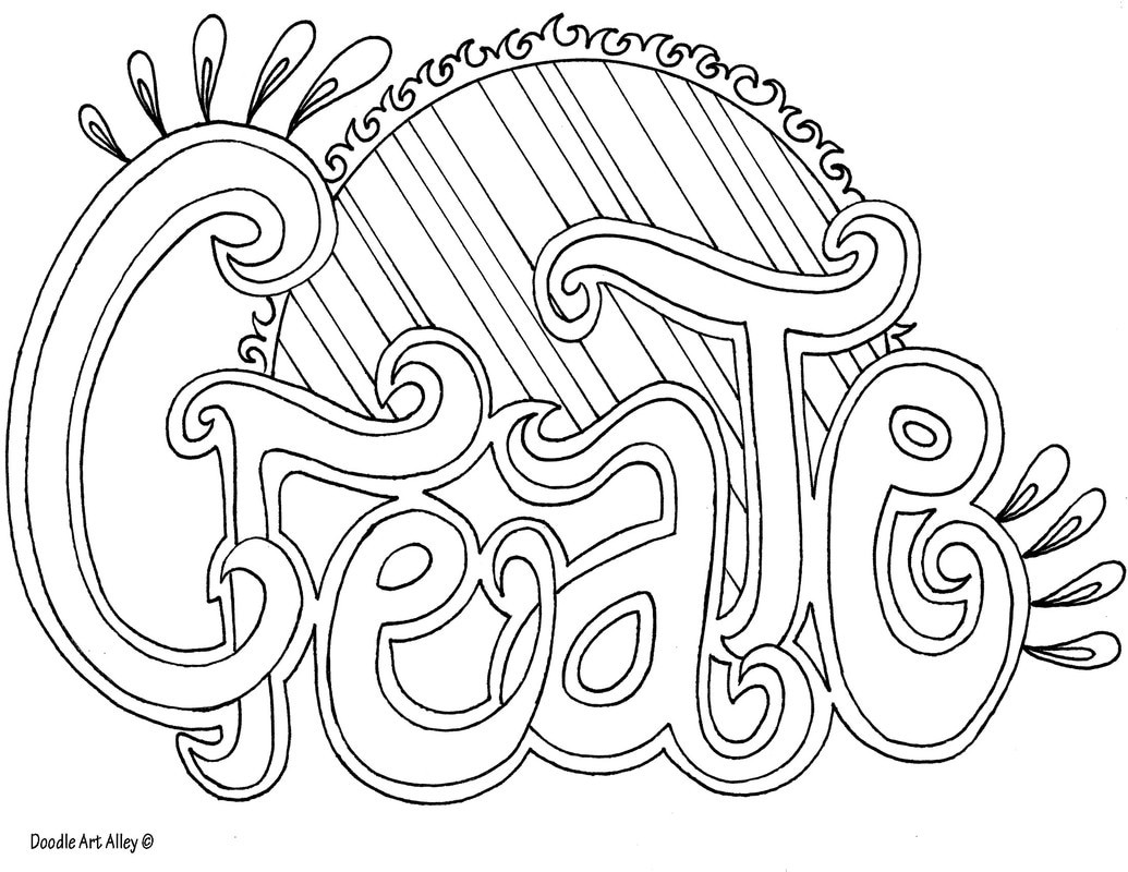 Word Coloring Pages For Kids
 Word Coloring pages Doodle Art Alley