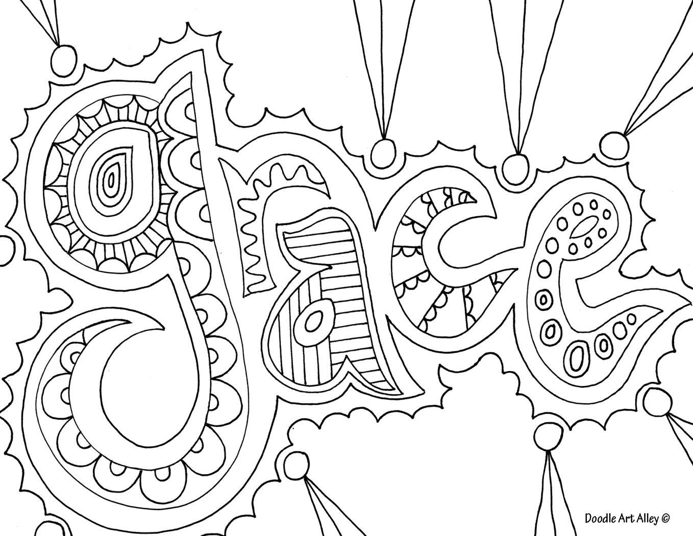 Word Coloring Pages For Kids
 Doodle art grace nice coloring page for older kids