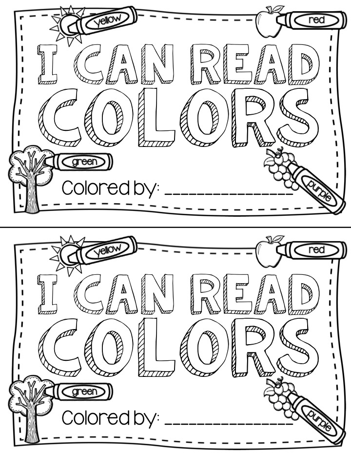 Word Coloring Pages For Kids
 A free printable color words book that kindergarten kids