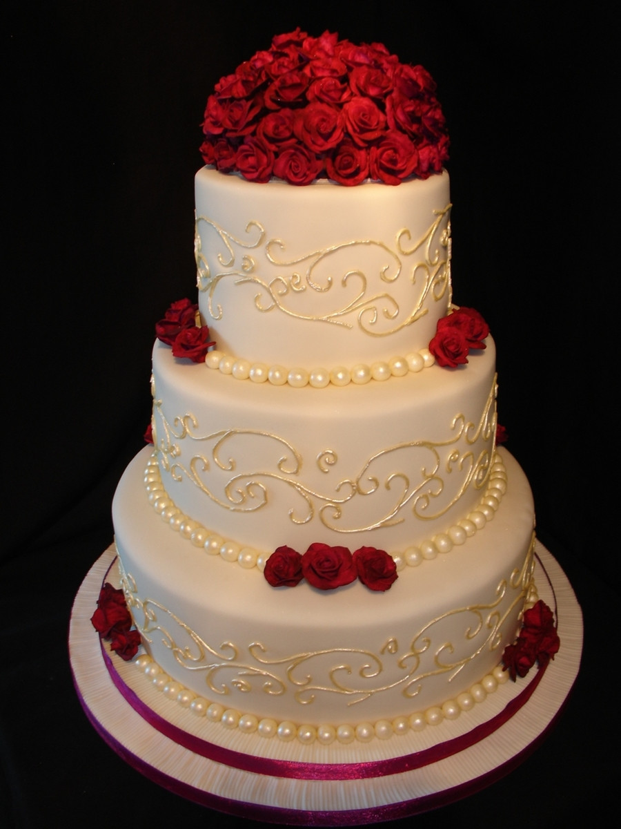 Www.wedding Cakes
 Cream And Plum Wedding Cake CakeCentral