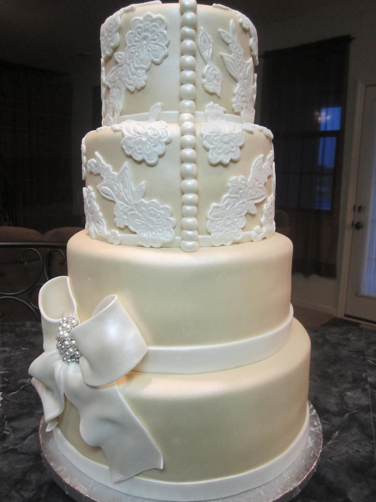 Www.wedding Cakes
 MyMoniCakes Elegant Beige Wedding Cake With Lace Accents