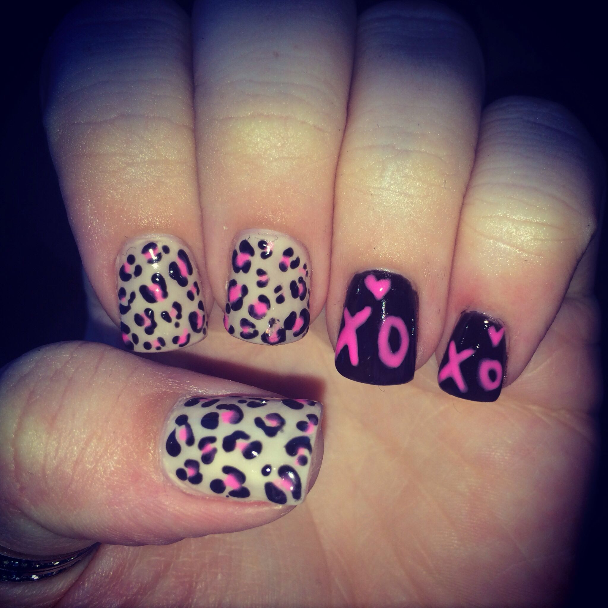 Xo Nail Designs
 Cheetah nails Pink cheetah Nail art Xo nails