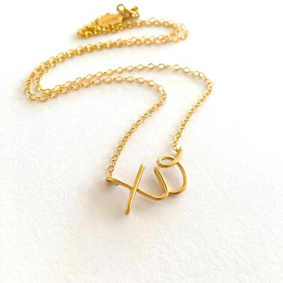 Xo Necklace Gold
 XO Gold Necklace 14k gold filled xo necklace Aziza Jewelry