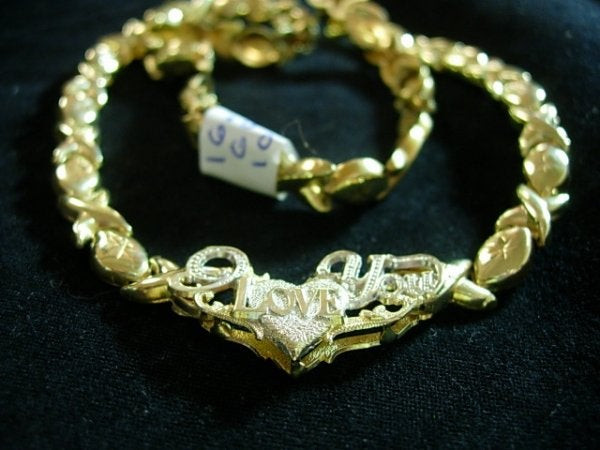 Xo Necklace Gold
 10K GOLD I LOVE YOU NECKLACE 7 5 MM XO CHAIN Lot 188J