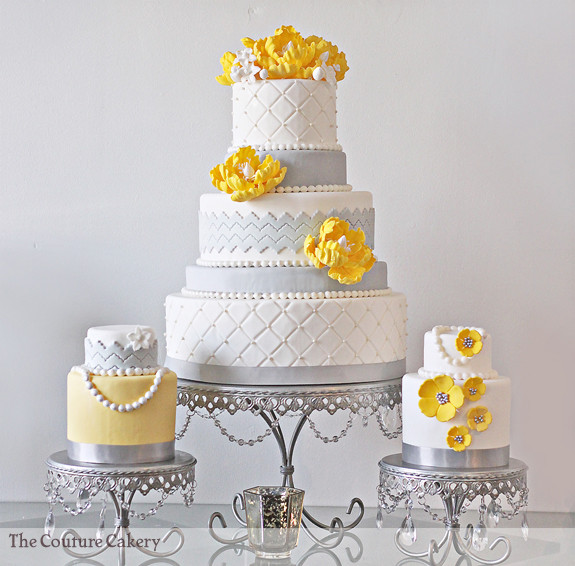 Yellow And Gray Wedding Cakes
 Yellow and Grey Chevron Wedding Cake