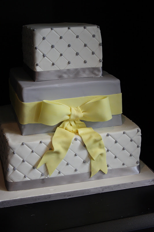 Yellow And Gray Wedding Cakes
 Sugar Kisses Cakes by Design Grey and Yellow Wedding Cake