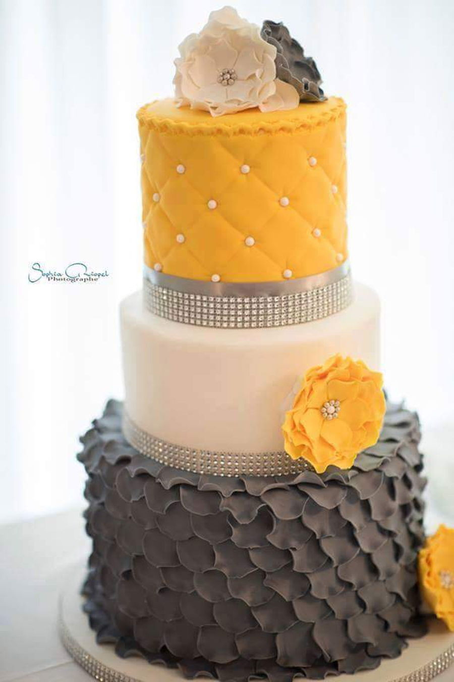 Yellow And Gray Wedding Cakes
 Grey And Yellow Wedding Cake CakeCentral