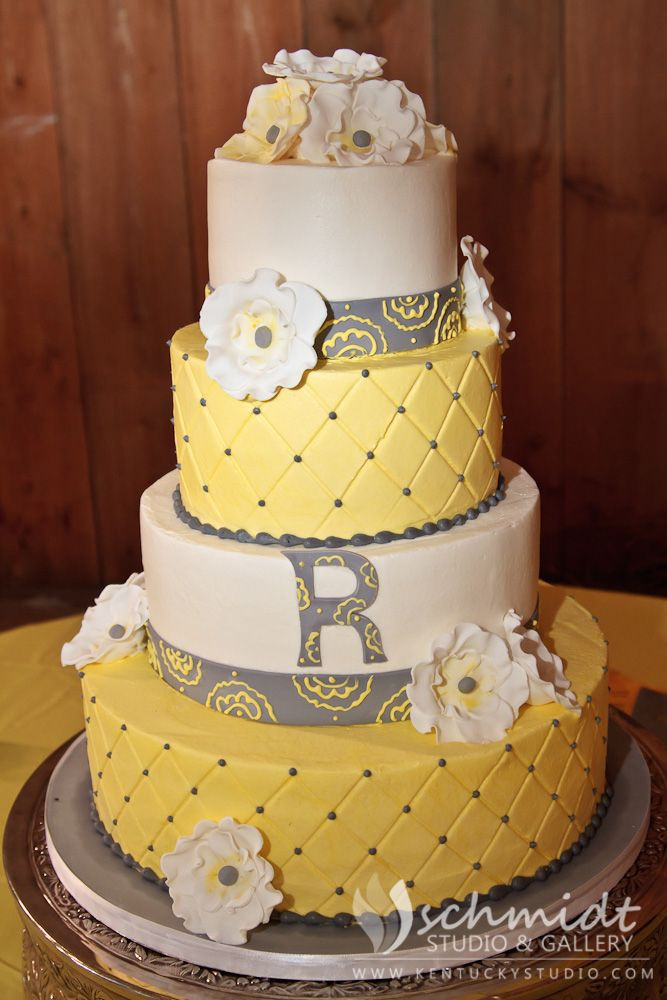 Yellow And Gray Wedding Cakes
 Yellow and Gray wedding cake by kentuckystudio